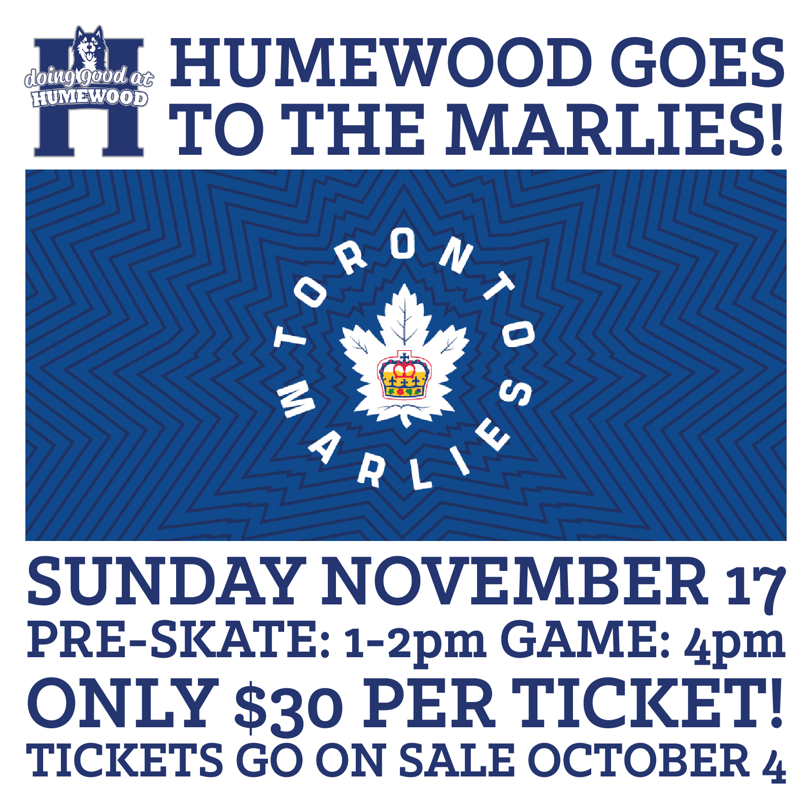 Save The Date: Humewood Goes to the Marlies – Humewood Parent Council